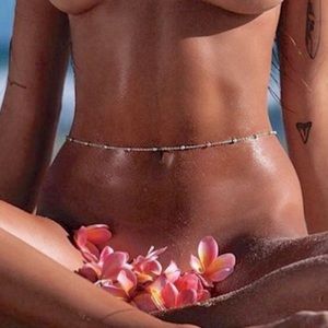 Sexy Silver Beaded Belly/Stomach Body Jewelry Chain W/ Lobster Clasp & Extender
